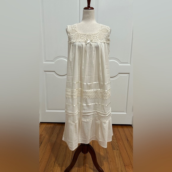 PC. # J-1982 Dresses & Skirts - Artisanal Mexican women’s  summer dress is made with crochet and cotton manta.